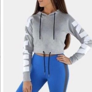 NWOT! Maverick by Logan Paul Gray Cropped Hoodie Sweatshirt L